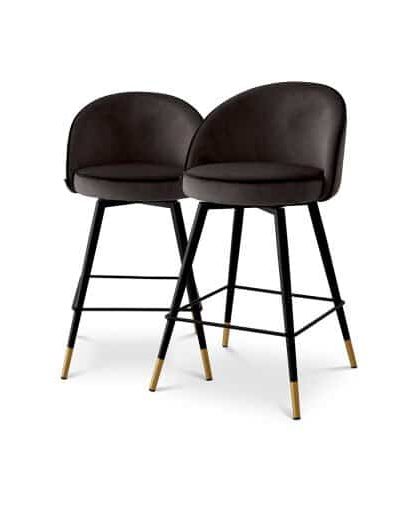 Cooper barstolar roche dark grey velvet 2-set