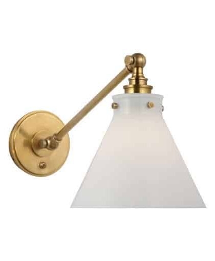 Parkington vägglampa antik mässing/vit