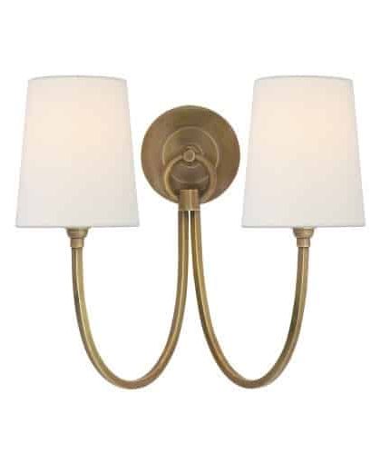 Reed vägglampa dubbel antik mässing