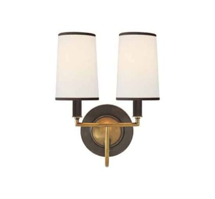 Elkins vägglampa dubbel brons/antik mässing