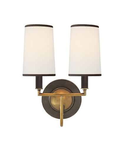 Elkins vägglampa dubbel brons/antik mässing