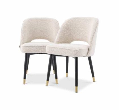 Cliff matstolar bouclé cream 2-set