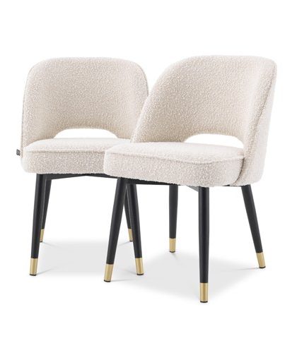 Cliff matstolar bouclé cream 2-set
