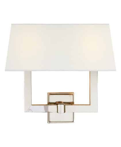 Square Tube vägglampa dubbel nickel/linne singel