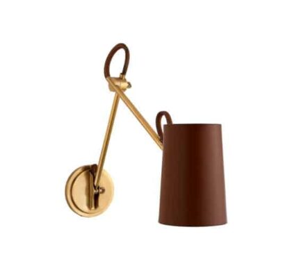 Benton vägglampa dubbel mässing/brun