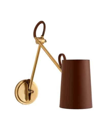 Benton vägglampa dubbel mässing/brun