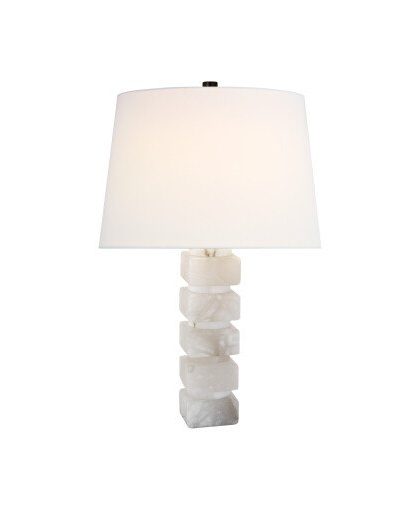 Square Chunky Stacked bordslampa alabaster/linne