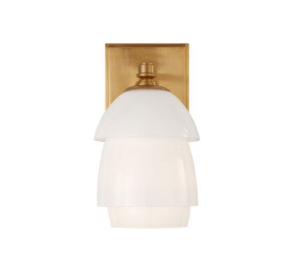 Whitman vägglampa antik mässing/vit