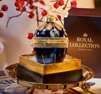 Edward fabergéägg julgransdekoration mörkblå