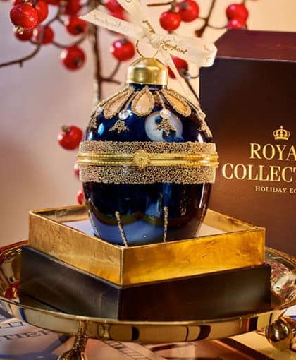 Edward fabergéägg julgransdekoration mörkblå
