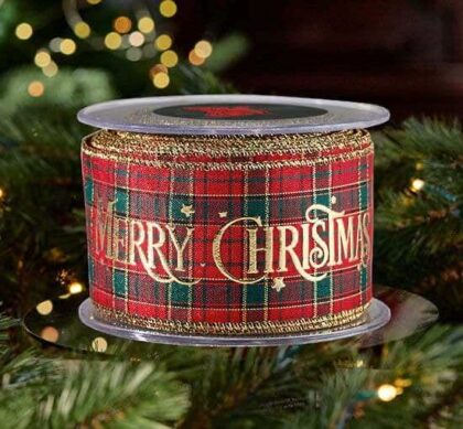 Merry Christmas textilband tartan 9m