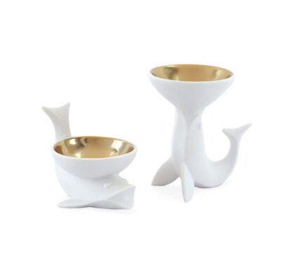 Fish salt- och pepparskålar vit