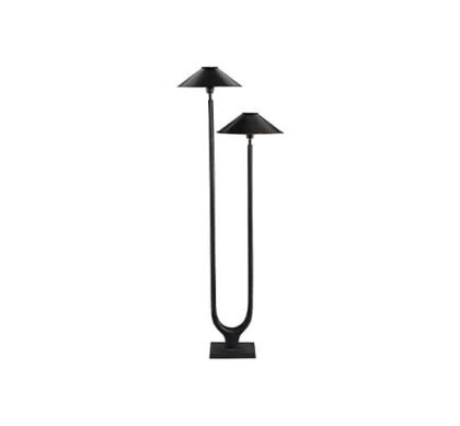 Twin golvlampa antik brons