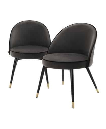 Cooper matstol roche dark grey velvet 2-set