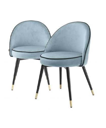 Cooper matstol savona blue velvet 2-set