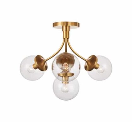 Prescott plafond mässing/klarglas