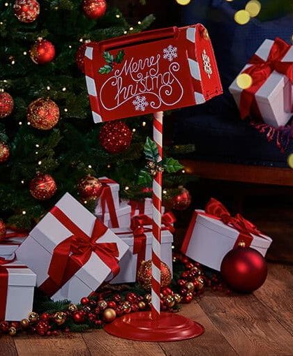 Santa brevlåda juldekoration röd