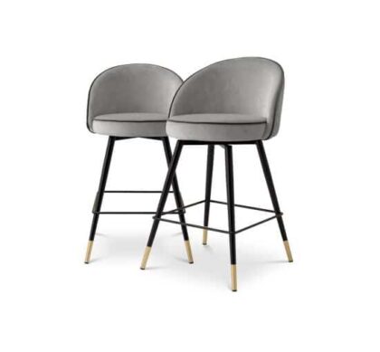 Cooper barstolar roche light grey velvet 2-set