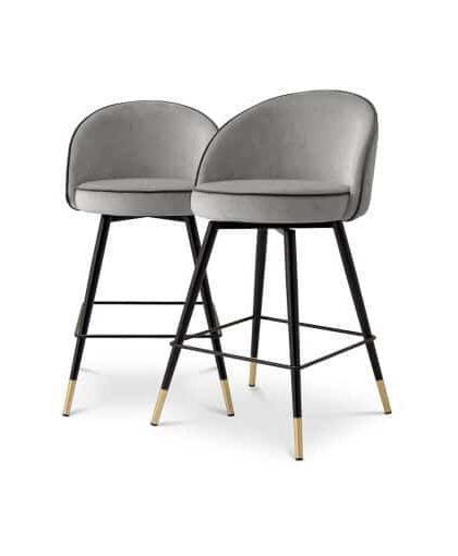 Cooper barstolar roche light grey velvet 2-set