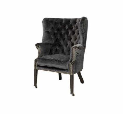 Churchtown fåtölj velvet dark grey