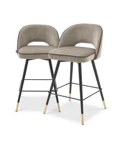Cliff barstolar savona greige velvet 2-set