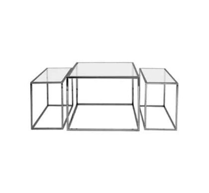 Three set table - soffbord svart krom hög