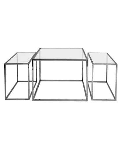 Three set table - soffbord svart krom hög