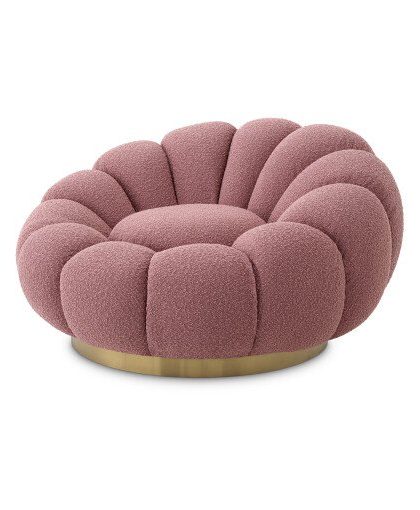 Mello snurrfåtölj bouclé rose