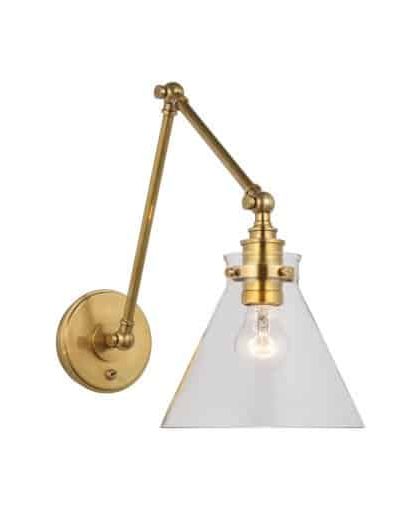 Parkington vägglampa dubbel antik mässing/klarglas