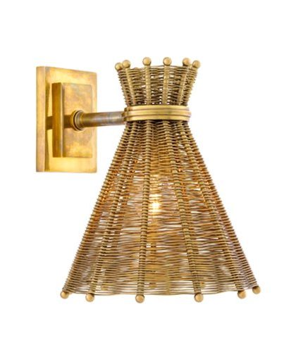 Kon Tiki vägglampa antik mässing