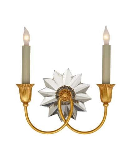 Huntington vägglampa dubbel antik mässing
