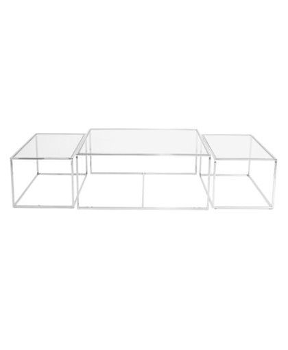 Three set table - satsbord krom låg