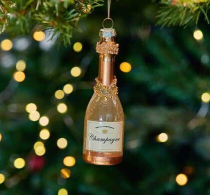 Laila champagneflaska julgransdekoration creme