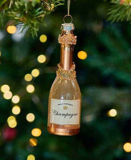 Laila champagneflaska julgransdekoration creme