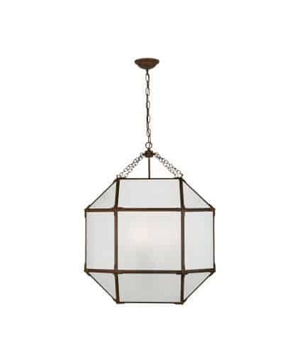 Morris taklampa antik zink/frostat glas L