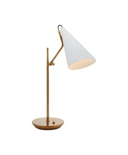 Clemente bordslampa antik mässing/vit