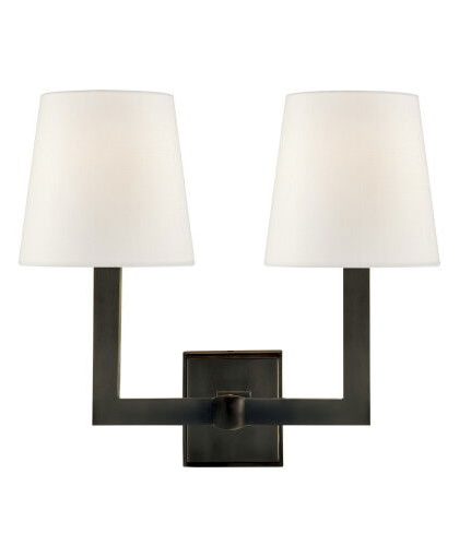 Square Tube vägglampa dubbel brons/linne
