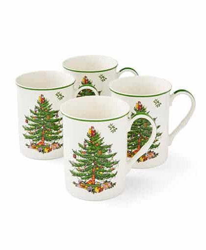 Christmas tree muggar vit/grön 4-pack