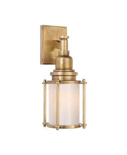 Stanway vägglampa antik mässing/vit