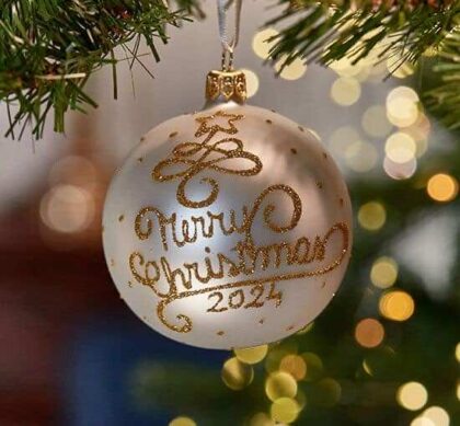 Lux Merry Christmas julkula vit/guld 2024