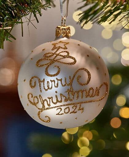 Lux Merry Christmas julkula vit/guld 2024