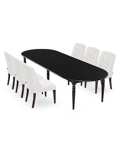 Osterville matbord modern black med Venice matstol off-white