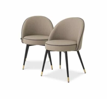 Cooper matstol faux leather beige 2-set