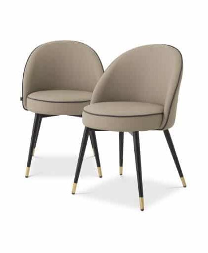 Cooper matstol faux leather beige 2-set