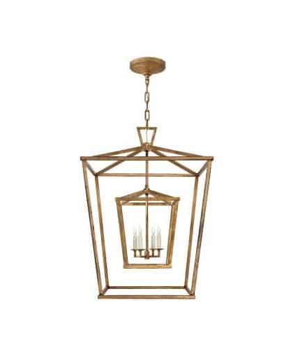 Darlana Double Cage taklampa Gilded Iron L
