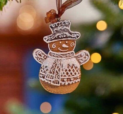 Whitby pepparkaka snögubbe julgransdekoration