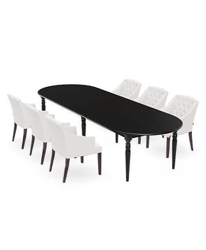Osterville matbord modern black med Delano karmstol off-white