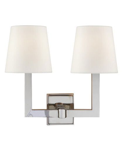 Square Tube vägglampa dubbel nickel/linne