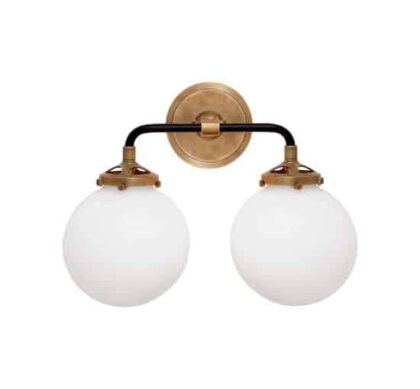 Bistro Curved vägglampa dubbel antik mässing