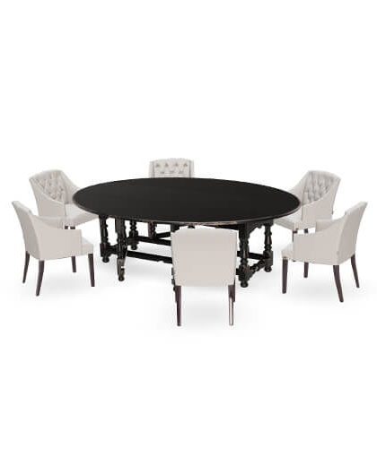 Balmoral matbord med Delano karmstol sand